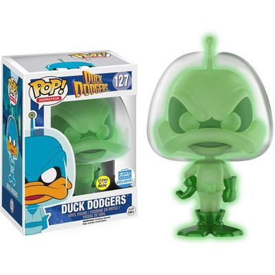 Funko Duck Dodgers [Glow-in-Dark] Shop Exclusive POP! Animation Vinyl Figure & 1 POP! Compatible PET Plastic Graphical Protector Bundle [#127 / 09487 - B]