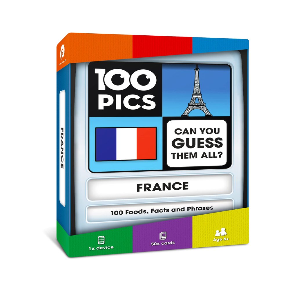 100 PICS France Game | Kids Games | Card Games & Fun Travel Games | Learning Resources | Card Games for Adults and Kids | Family Games | Flash Cards | Travel | Ages 6+