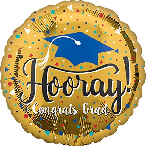 LOONBALLOON Standard Hooray Grad Gold Balloon Balloons for Graduation Party Decoration Supplies