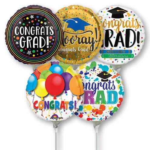 LOONBALLOON 9 Inch Graduation Pre-Inflated Micro Stick Balloons Value Pak 30pk Balloons for Graduation Party Decoration Supplies