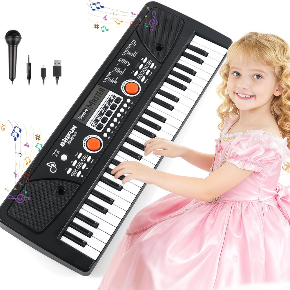 Kids Piano Keyboard, 49 Key Electric Piano Musical Learning Toy for Beginners with Microphone, Music Toys Birthday Xmas Gifts for Kids Toddlers 3-12 Years Old