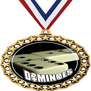 Dominoes Medal, 2 1/2" Galaxy Star Dominoe Games Medals, Great Dominoes Awards 100 Pack