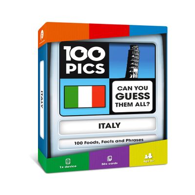 100 PICS Italy Game | Kids Games | Card Games & Fun Travel Games | Learning Resources | Card Games for Adults and Kids | Family Games | Flash Cards | Travel | Ages 6+