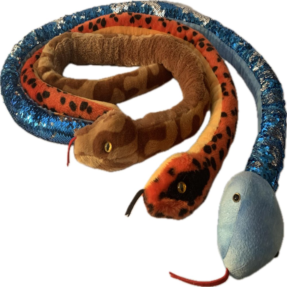 Aunt Sandy's Sewing Weighted Stuffed Animal, Plush Snake with 2 1/2 lbs, Long Weighted Buddy, Washable, Choice Colors and Patterns, Cobra, Boa Constictor, Python, Corn, Garter