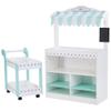 Teamson Kids My Dream Bakery Shop Dessert Stand and Rolling Pastry Cart Interactive Wooden Play Set with 18 Pretend Baked Goods, White and Mint Green with Gray Polka Dot Accents view 1
