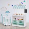 Teamson Kids My Dream Bakery Shop Dessert Stand and Rolling Pastry Cart Interactive Wooden Play Set with 18 Pretend Baked Goods, White and Mint Green with Gray Polka Dot Accents view 3