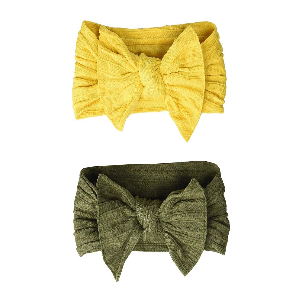 Baby Bling Baby Girl's 2-Pack Cable Knot (Infant/Toddler) Mustard/Army Green One Size