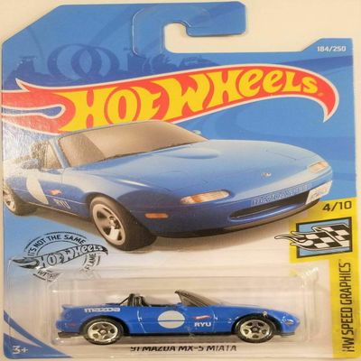 '91 Mazda MX-5 Miata Blue DIECAST HOTWHEEL HW Speed Graphics New for 2019 #184/250