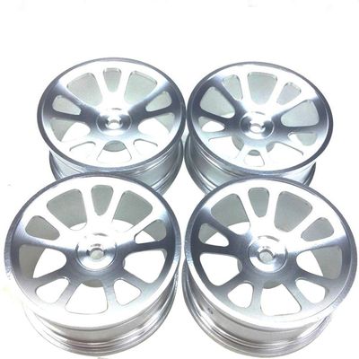 LAFEINA 4PCS 52mm Aluminum Alloy Wheels 7 Spokes Rims for 1/10 RC On-Road Car & Drift Car HSP Sakura HPI Kyosho Tamiya (Silver)