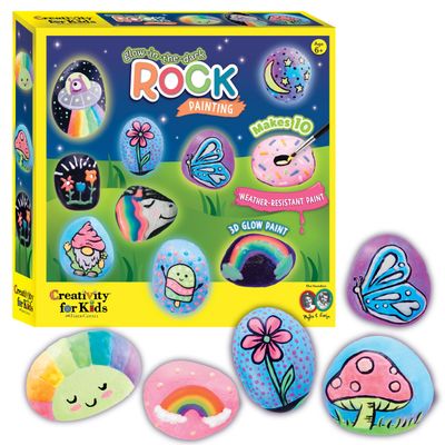 Creativity for Kids Glow in The Dark Rock Painting Kit | Paint & Decorate 10 Rocks with Vibrant Colors & Glow Accents | DIY Rock Painting Kit for Kids | Fun Arts & Crafts (Ages 6+)