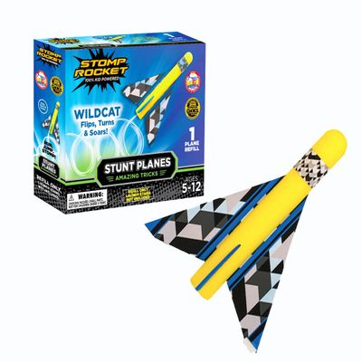 Stomp Rocket Stunt Airplane Refill, Wildcat Plane Launcher Toy for Kids - Airplane Toy Soars Over 100 Feet - Fun Outdoor Toys & Gift for Boys or Girls