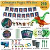 Dinosaur Birthday Party Supplies Kit For Boys, Dinosaur Party Decorations-20 Guest-Include Dino Plates Cups Napkins Banner Cutlery Balloon Tablecloth Straws Toppers view 2