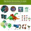 Dinosaur Birthday Party Supplies Kit For Boys, Dinosaur Party Decorations-20 Guest-Include Dino Plates Cups Napkins Banner Cutlery Balloon Tablecloth Straws Toppers view 3
