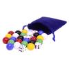 AmishToyBox.com 24 X-Large Glass Marbles (22mm Diameter) and 6 Dice in Cloth Drawstring Pouch view 1