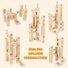 Wooden Marble Run for Kids Ages 4-8, 65 Pieces Wood Building Blocks Toys and Construction Play Set, Marble Track Maze Game STEM Learning Toys for Boys Girls (Natural Color Blocks) view 4