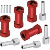 4-Pack HobbyPark RC Wheel Spacers 12mm Hex Drive Hubs Combiner Coupler Aluminum 25mm Offset Extension for 1/10 RC Crawler Car Parts (Red) view 1