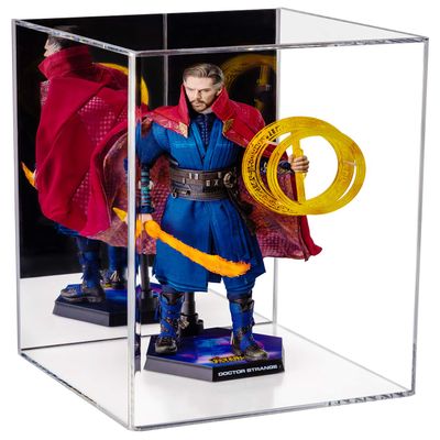 Better Display Cases Clear Acrylic Figure Display Case for Figurine Miniature Doll Bobblehead , Doll Stands with Mirror,Display Box for Figures,DIM:10.5" L x 10.5" W x 14.5" H.(A087-MB-TT)