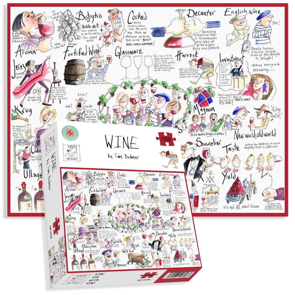 1000 Piece Jigsaw Puzzle - Wine by Tim Bulmer - Comical 1000 Piece Puzzles for Adults Colorful Jigsaw Puzzle, Gift for Wine Lovers 66cm X 50cm Funny Jigsaw Puzzles