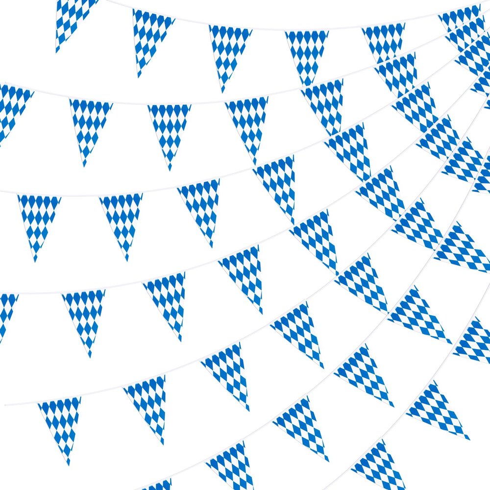 230 Feet Oktoberfest Bavarian Pennant Banner - Hanging Check Flag German Themed Party Decoration