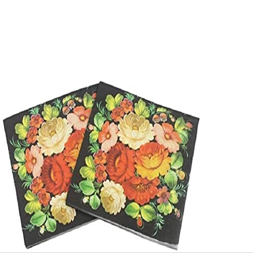 100-Pack Decorative Napkins Disposable Paper Party Napkins for Birthday Parties, Celebrations and Special Occasions - Flowers Design