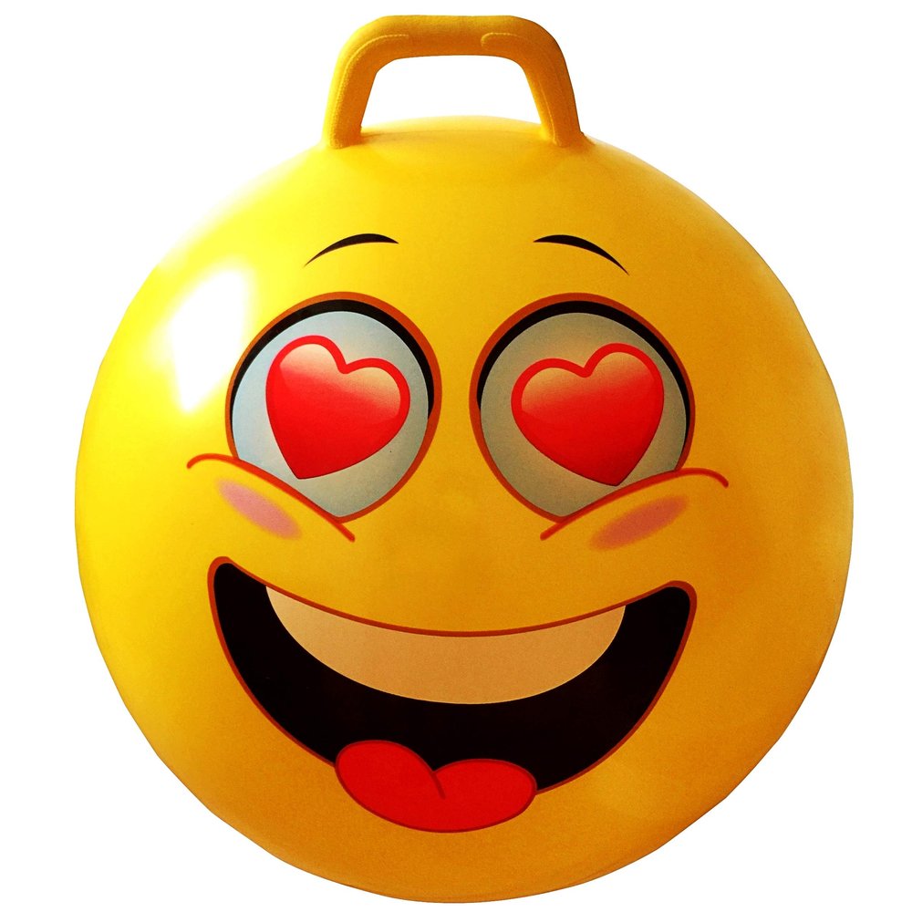 AppleRound Hippity Hoppity Jumping Ball with Pump, Bouncy Ball with Handle, 20in/50cm Diameter for Age 7-10, Kangaroo Bouncer, Space Hopper with Handle for Children, Printed Design (Heart)