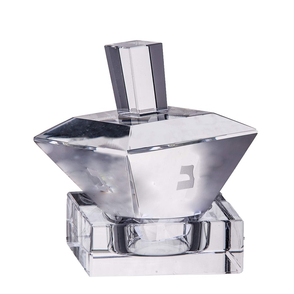 Copa Judaica Crystal Dreidel-Collectible-Etched Hebrew Letters