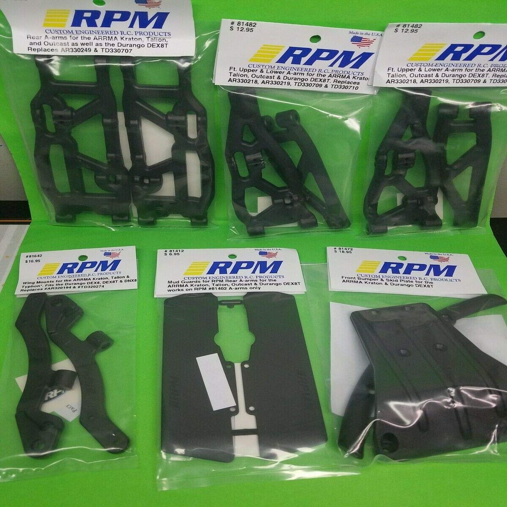 RPM COMBO SET FOR ARRMA KRATON mud gaurds BUMPER A-Arms WING MOUNT Arrma Kraton INCLUDES CHICAGOLAND RC COUPON