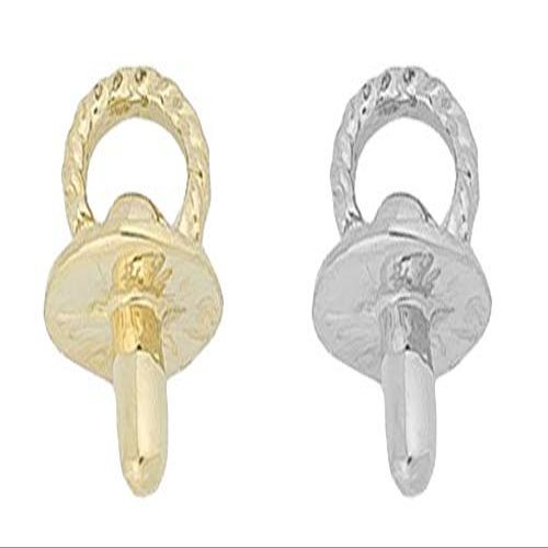3D Pacifier Charm - 10K Yellow Gold or Sterling Silver
