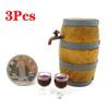 EatingBiting 1:12 Doll Mini House Christmas House Miniature Furniture Beer Barrel Cask Beer Keg Beer Mug 3Pcs Set (1 Beer Barrel & 2 Cup) Photography Props House Ornaments view 2