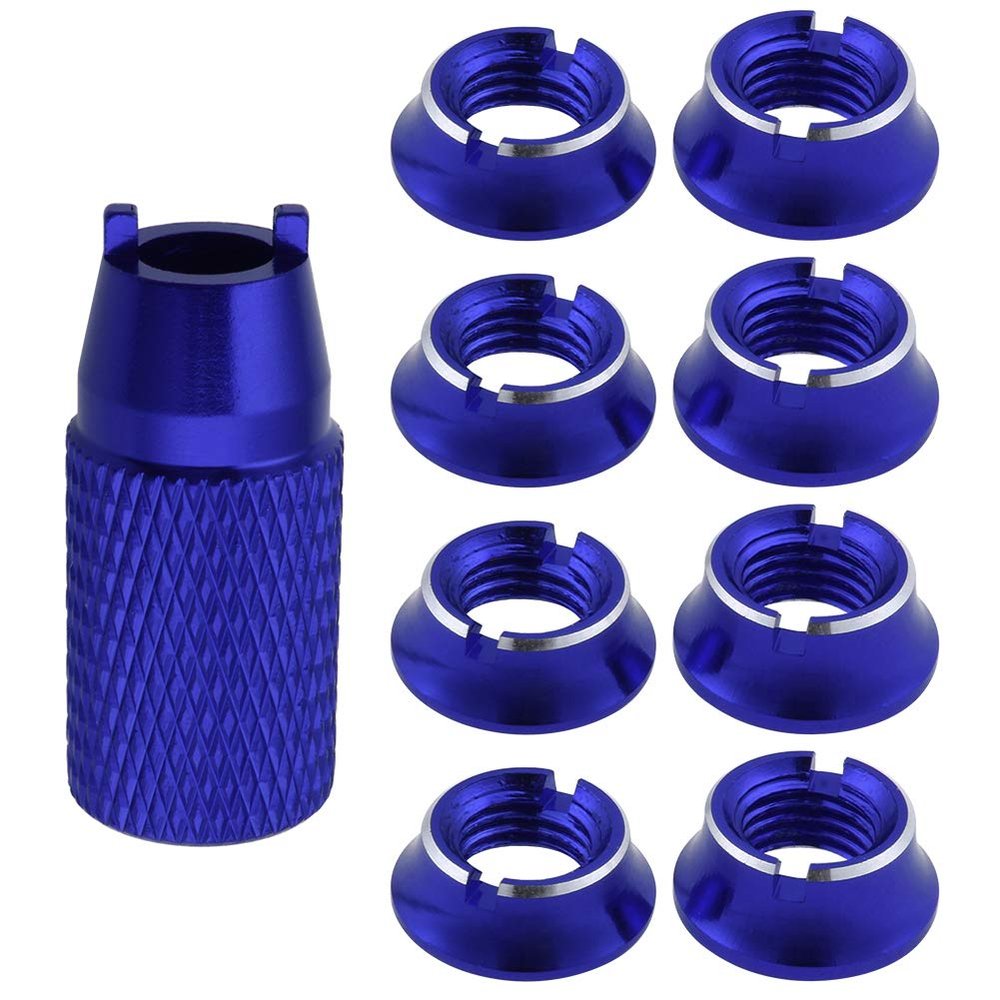 HobbyPark RC Control Transmitter Switch Nuts (8) & Wrench for Futaba JR Walkera Flysky Remote Controller (Blue)