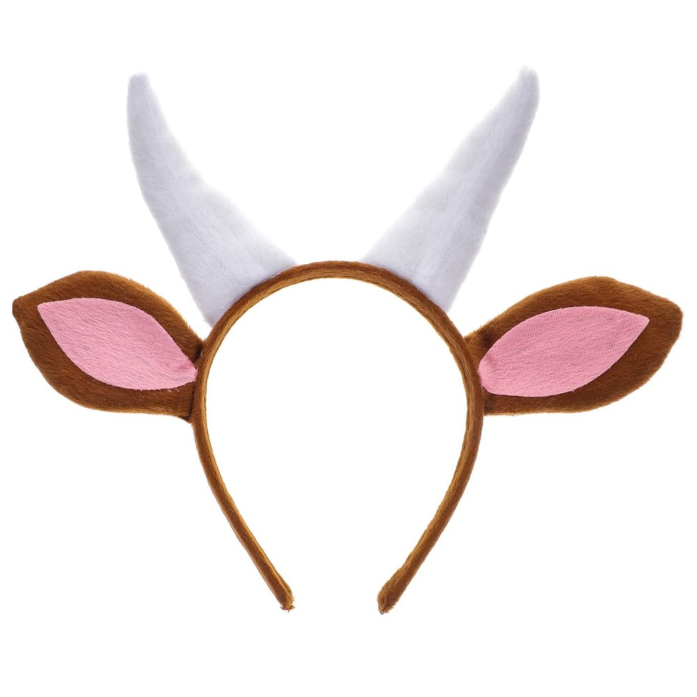 Amosfun Kids Goat Ears Headband with Horns Plush Animal Head Hoop for Halloween Costume Party Cosplay Accessories