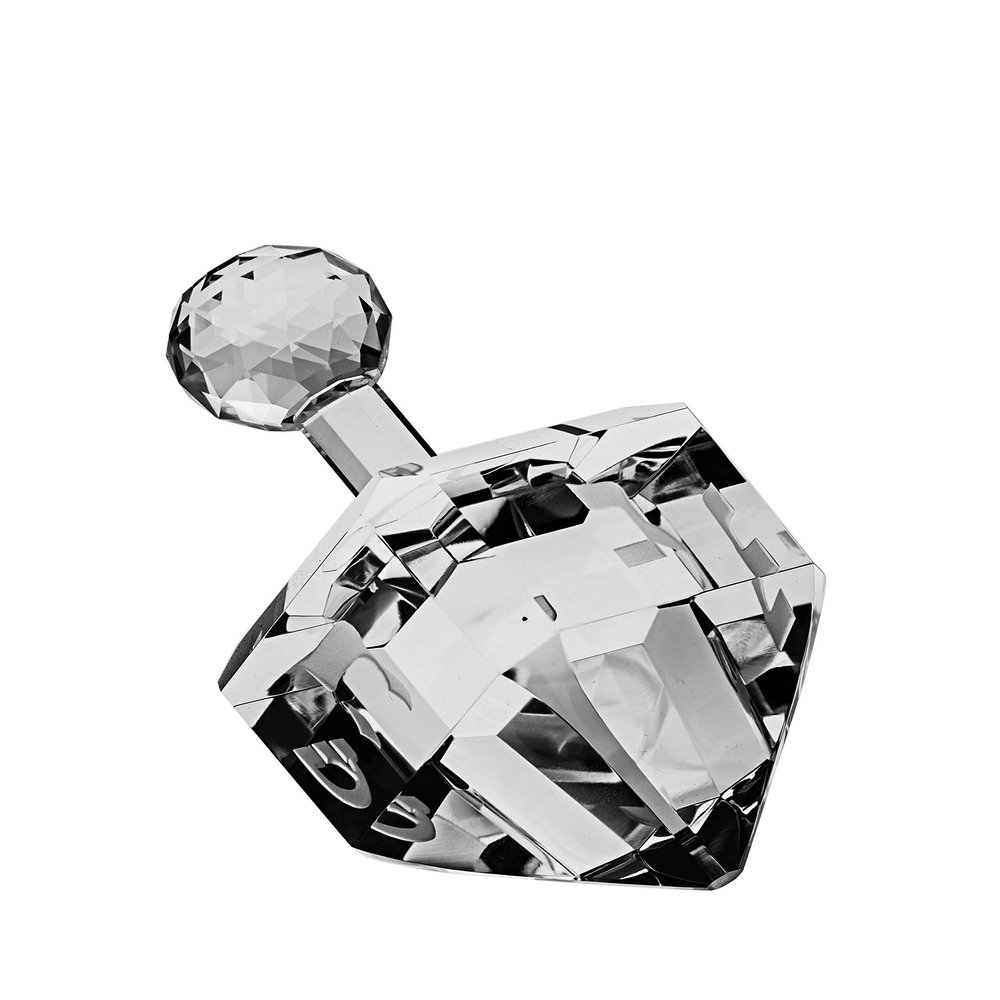 Copa Judaica Crystal Dreidel Large-Collectible-Etched Hebrew Letters
