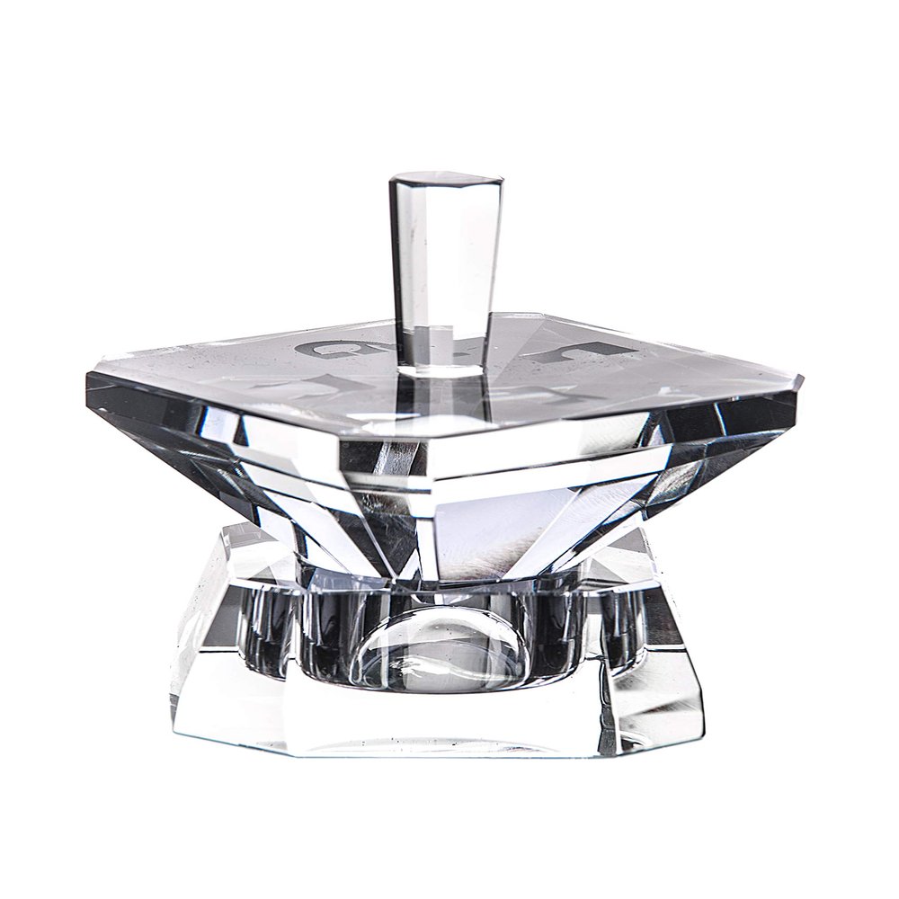 Copa Judaica Crystal Dreidel-Collectible-Etched Hebrew Letters
