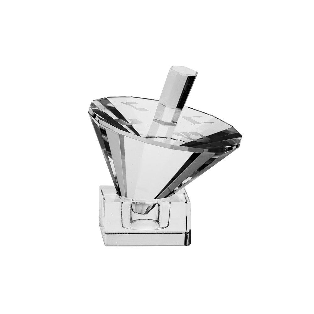 Copa Judaica Crystal Umbrella Dreidel-Collectible-Etched Hebrew Letters