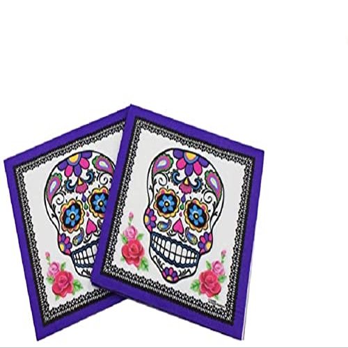 100-Pack Decorative Napkins Disposable Paper Party Napkins for Birthday Parties, Celebrations and Special Occasions - Skull Design