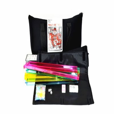HNDTEK 166 Tiles American Mahjong Set Soft Bag with Combo Rack (Black)
