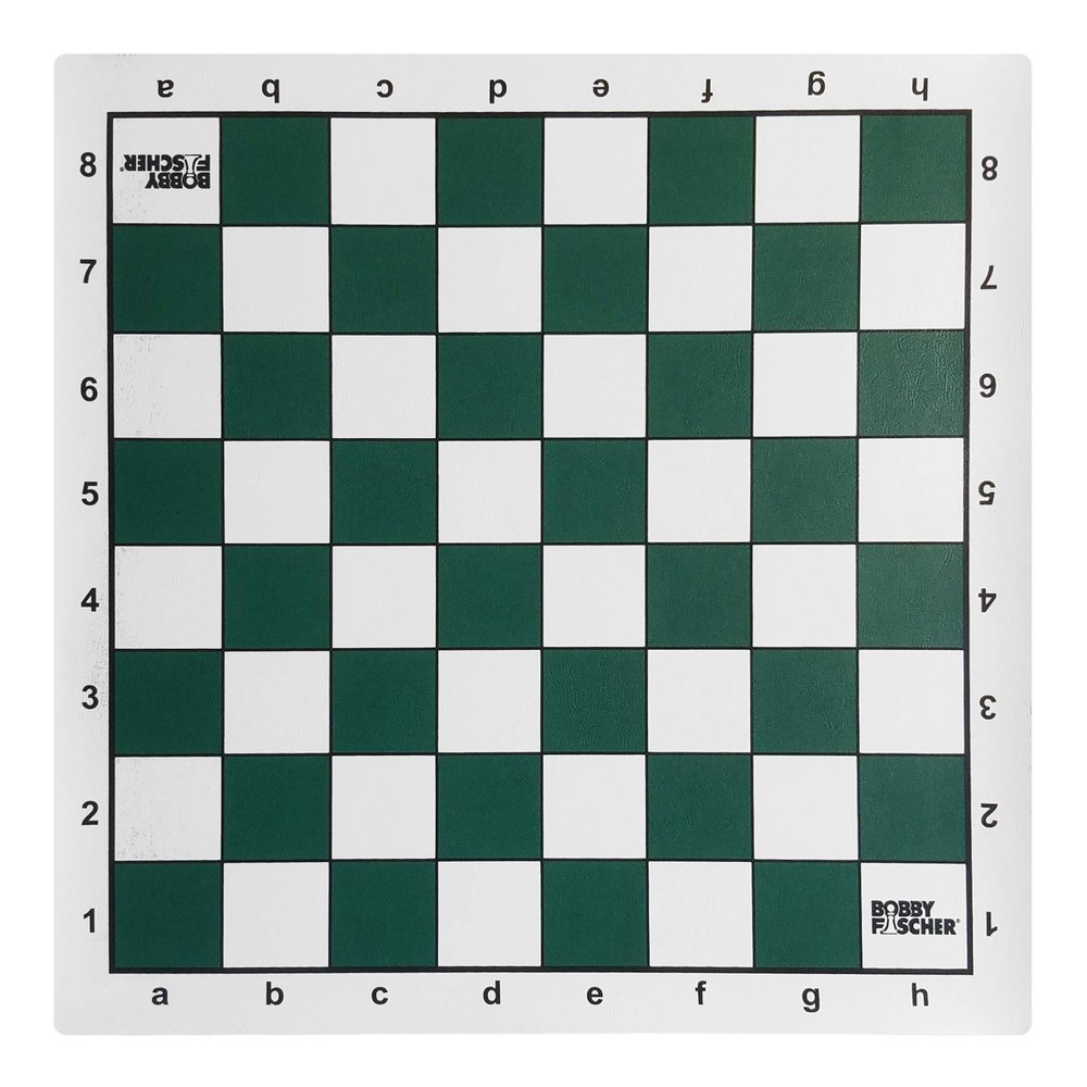 Bobby Fischer Tournament Roll Up Chess Board - Vinyl with Green Squares by WE Games