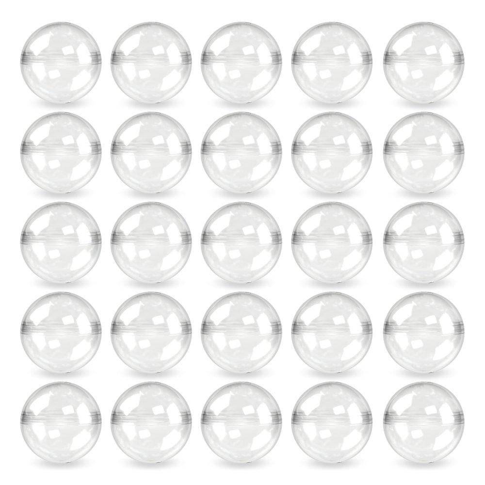 Capsule Vending Machine Round 50 pcs 1.1 inch (28mm) - Gumball Machine Capsules Bulk Clear Container - Easter Basket Stuffers Birthday Gifts Pinata Stuffers DIY Craft Supplies - Clear Capsules Empty