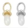 3D Pacifier with Pearl Charm - 10K Yellow Gold or Sterling Silver view 1