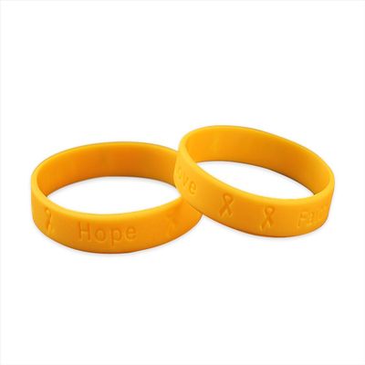 10 Pack Gold Awareness Silicone Bracelets - Inexpensive Gold Ribbon Rubber Wristbands for Childhood Cancer and Neuroblastoma Cancer Awareness & Fundraising