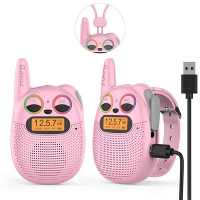 Walkie Talkies for Kids Rechargeable, Toys for 3+ Years Old Kids Walkie Talkies Rechargeable, Up to 2 Mile 2 Way Radio Birthday Toys for Girls And Boys, Pink