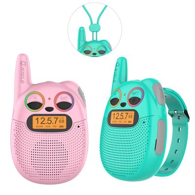 Qniglo Walkie Talkies for Kids Rechargeable 2 Pack, Wrist Watch Walkie Talkies with FM Handheld, Wearable Lanyard for Outdoor Camping Games & Birthday Xmas Toys Gifts for Boys Girls