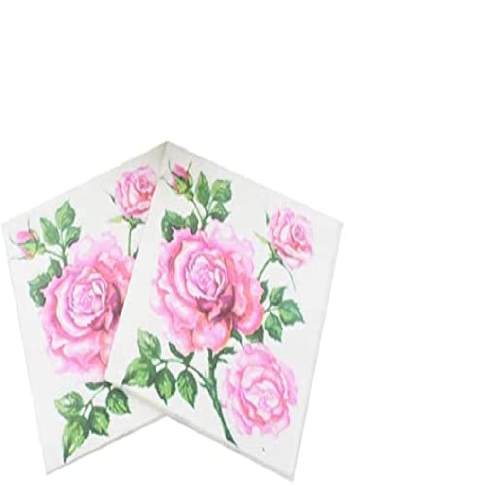100-Pack Decorative Napkins Disposable Paper Party Napkins for Birthday Parties, Celebrations and Special Occasions - Pink Flowers Design