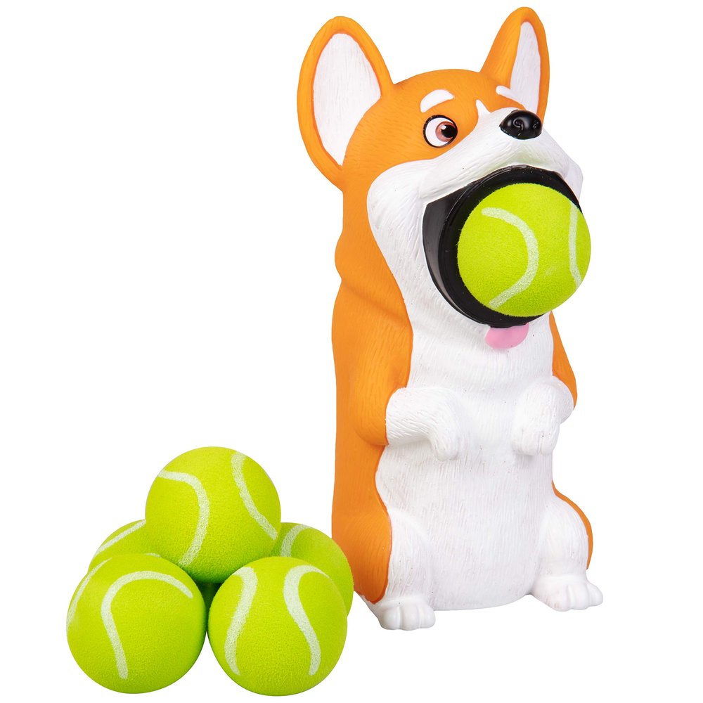 Hog Wild Corgi Ball Popper Toy - Includes 4 Soft Foam Balls - Squeeze to Pop Air Powered Balls Up to 20 Feet - Launcher Safe for Indoor/Outdoor Play - Party Favor Gift for Kids, Girls, Boys Ages 5+