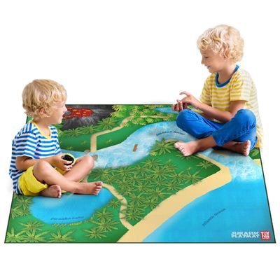 Dinosaur Play Mat, Extra Large Dinosaur Mat, Dinosaur Landscape with Volcano, Great for Kids to Create a Dino World with Dinosaur Toys, Educational, Easy to Clean, Foldable, Large Activity Mat