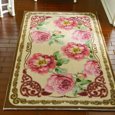 1/12 Scale French Country Nice Peony Bunches Dollhouse Rug (8 X 10)