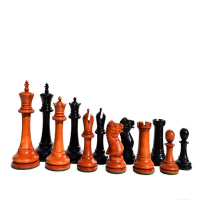 1853 Harrwitz Jaques Series 3.5" Antiqued Boxwood & Ebony The Chess Empire- Luxury Staunton Wood Chess Pieces only Set
