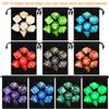 10 X 7 Polyhedral Dice Set (70 Pieces) for Dungeons and Dragons DND RPG MTG Table Games D4 D6 D8 D10 D% D12 D20 with 10 Pack Black Bags, 10 Colors view 2