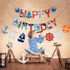Coolbee 77Pcs Nautical Party Supplies: Nautical Happy Birthday Banner, Bunting, 30pcs Latex Balloons (Red, Blue, White), 24pcs Cupcake Toppers - Pirate Theme for Boys' Birthday Parties view 2
