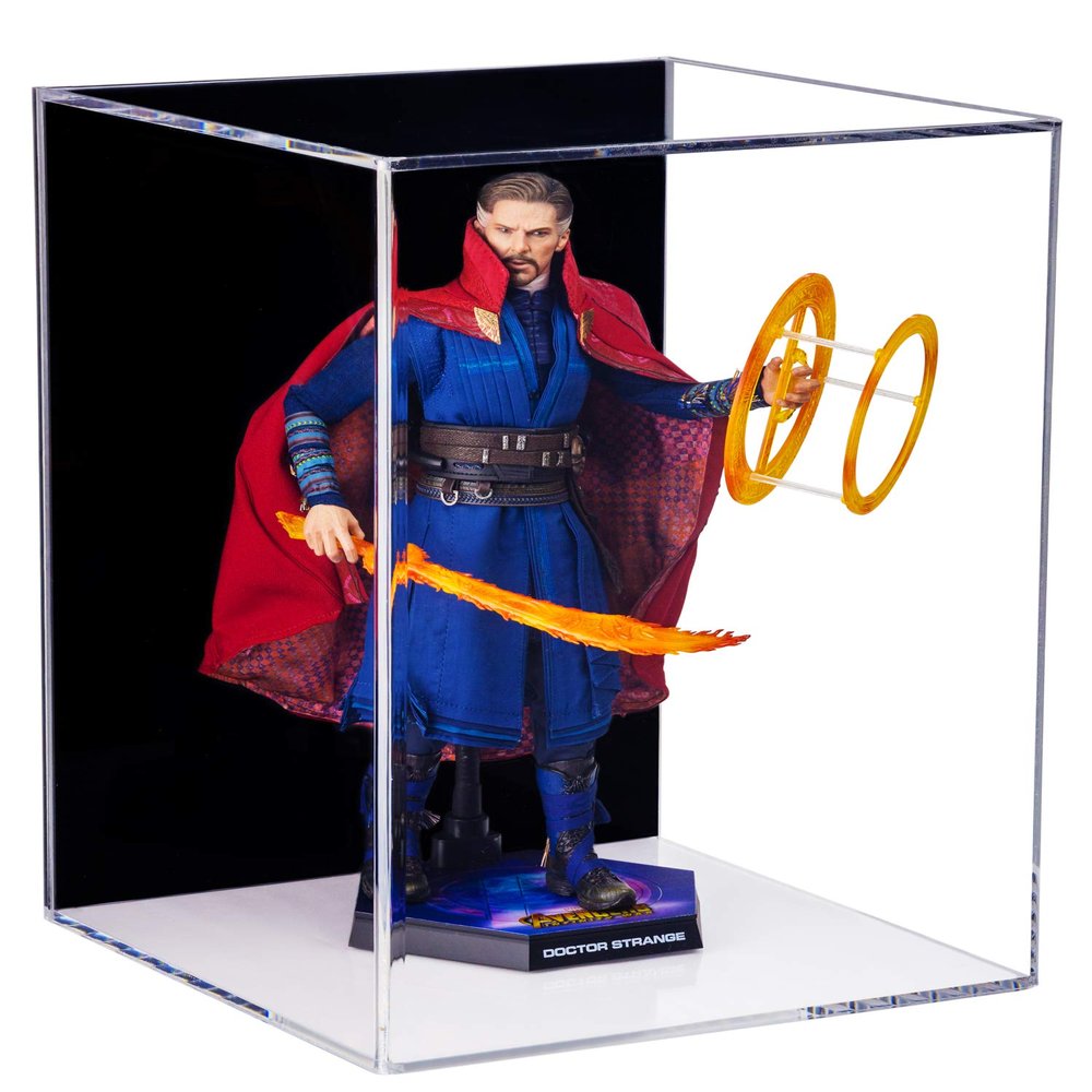 Better Display Cases Clear Acrylic Figure Display Case for Figurine Miniature Doll Bobblehead , Doll Stands (vertical or horizontal)Display Box for figures,DIM:10.5"L x 10.5"W x 14.5"H.(A087-BB-VWM)